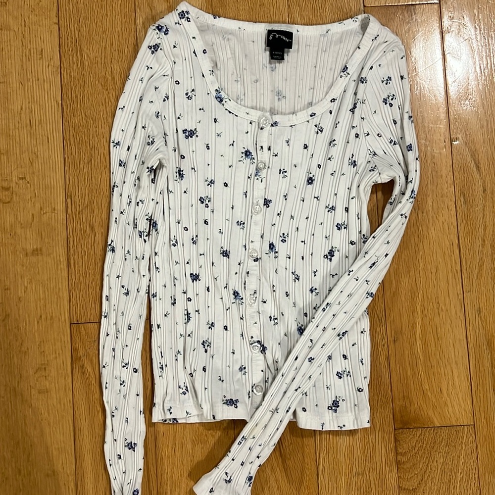 Girls floral button-down top - size 10/12